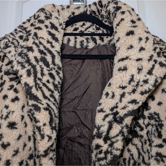 Vintage Faux Fur Leopard Coat Medium Modacrylic Plush Jacket MobWife - Picture 5 of 8